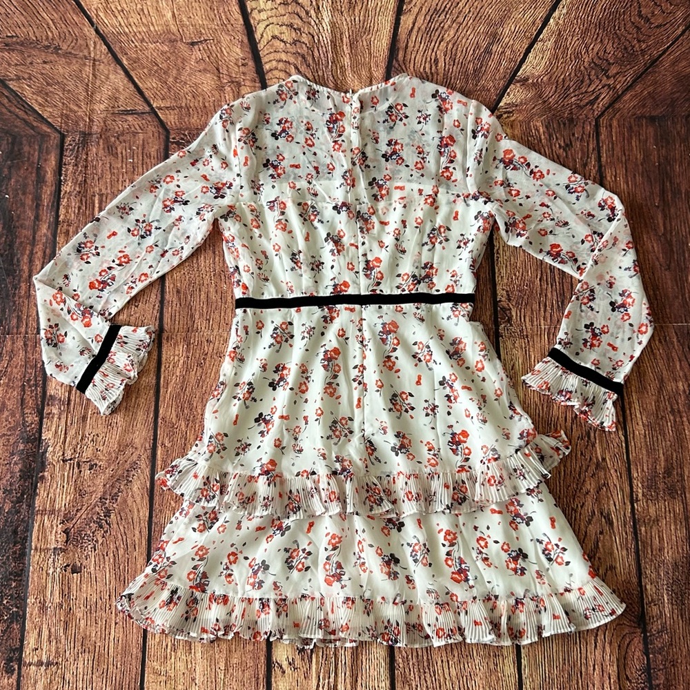 LuLus White Floral Print Long Sleeve Mini Dress Women’s Size Small‎ - Picture 12 of 15